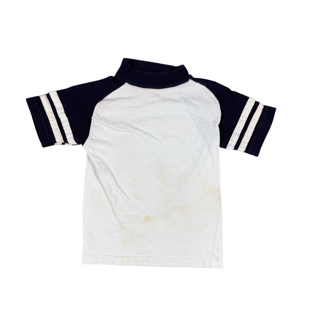 Vintage Donmoor Kids‎ Crewneck Raglan T-Shirt Blue White 70s USA Made Size 8